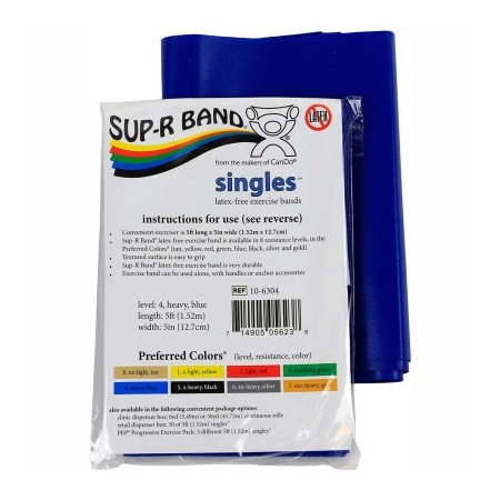 Fabrication Enterprises Sup-R Band Latex Free Exercise Band, 5' Strip, Blue, 1/PK 1608803